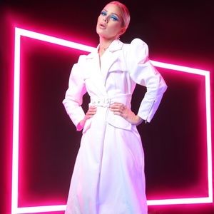 Cardi B/Fashion Nova White Faux Leather Trench